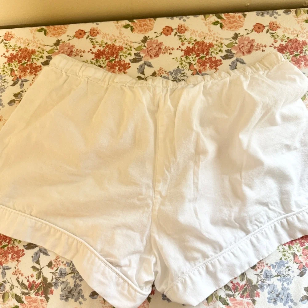 Victoria's Secret Womens White Cotton Sleep Shorts Size XS Drawstring‎ Summer